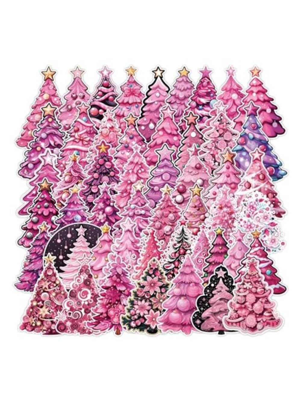 Christmas Tree Stickers - 50Pcs Cute Funny Decorations for Laptop, Skateboard,